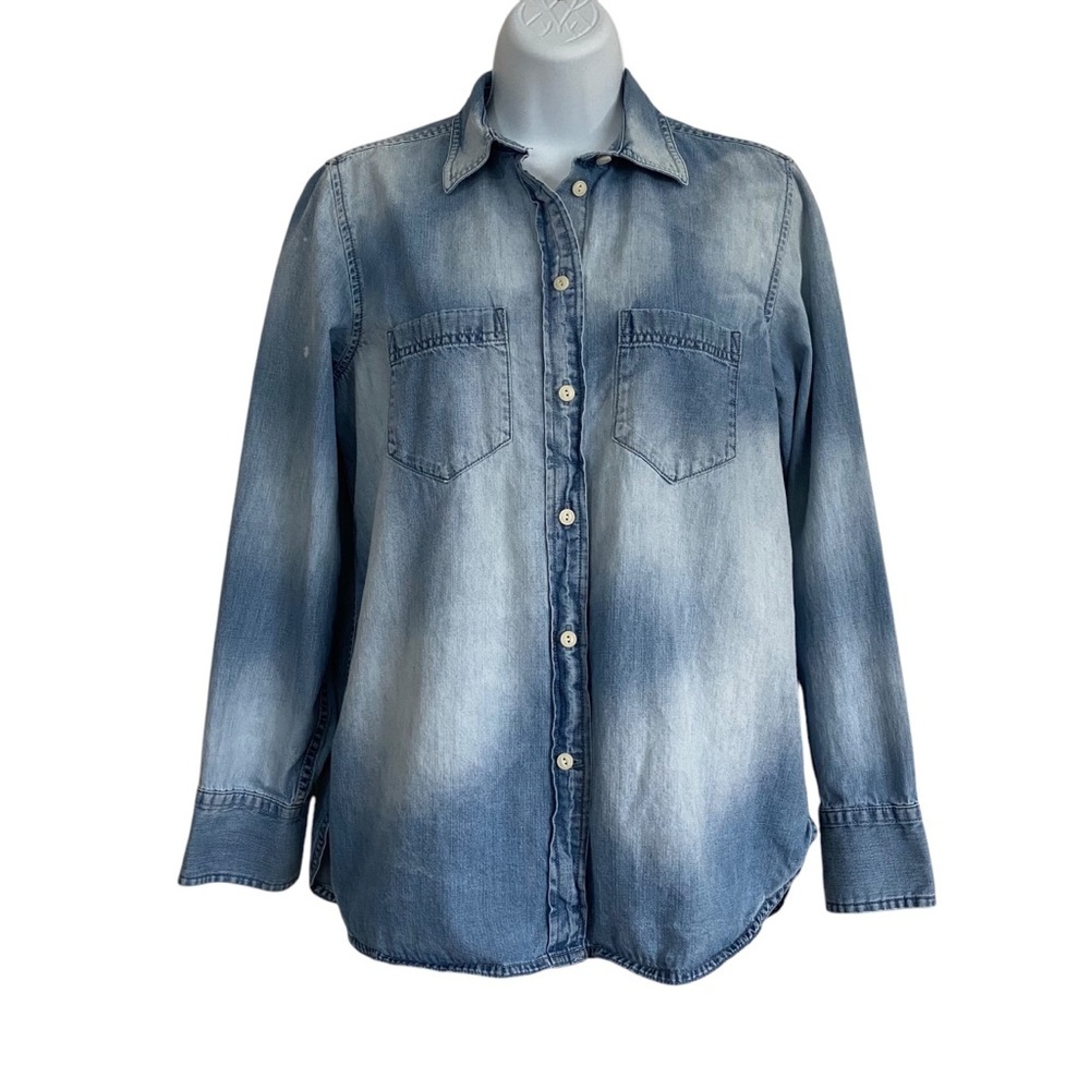 J.Crew Blue Classic-fit Bleached-out Chambray Denim Shirt Sz Small Button-down